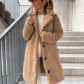 Plush Faux Fur Women's Coat - Oversized - Button Front