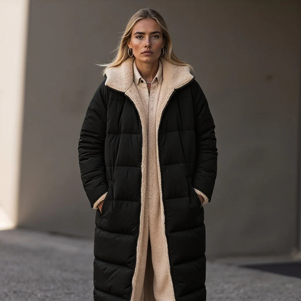 Women's Cozy Quilted Coat – Soft Fleece Lining – Warm Winter Jacket