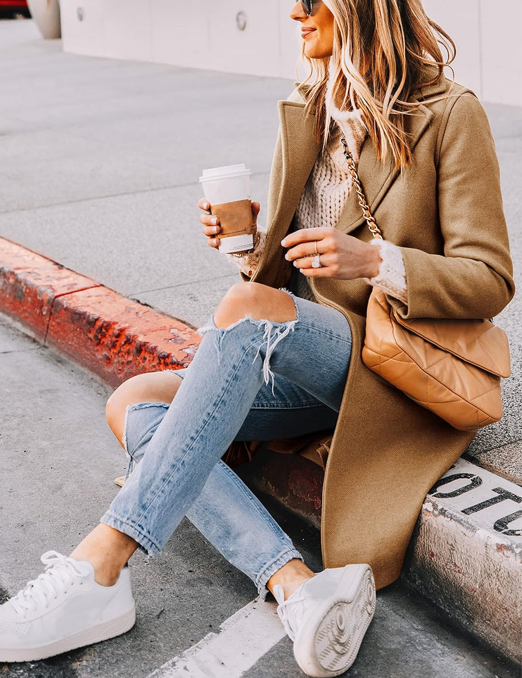 Women's Warm Woolen Coat with Classic Collar - Sofia