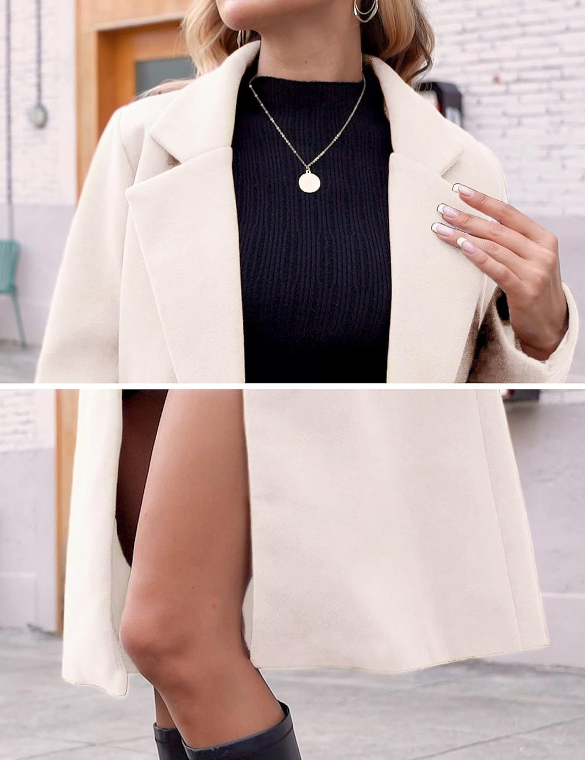 Women's Warm Woolen Coat with Classic Collar - Sofia