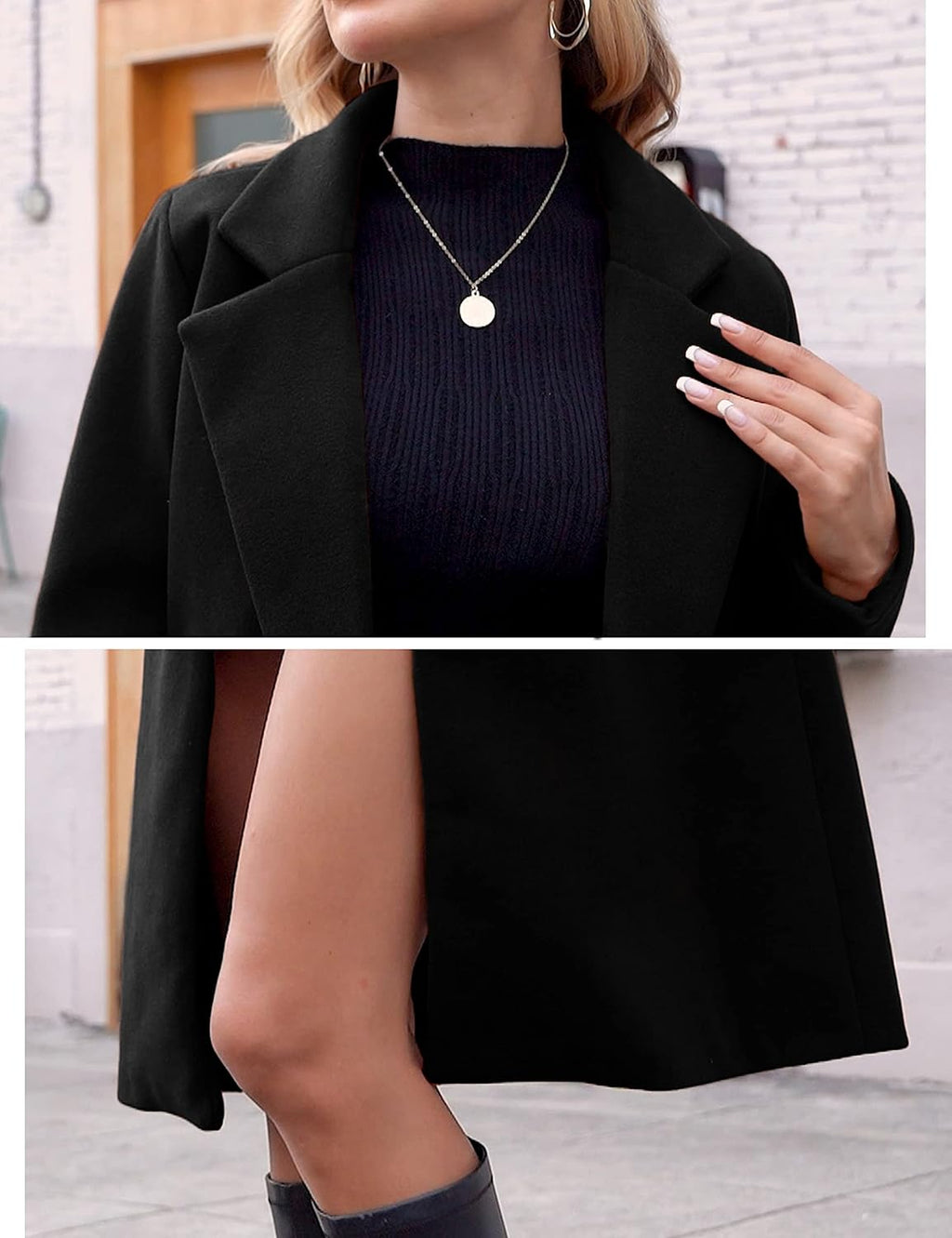 Women's Warm Woolen Coat with Classic Collar - Sofia