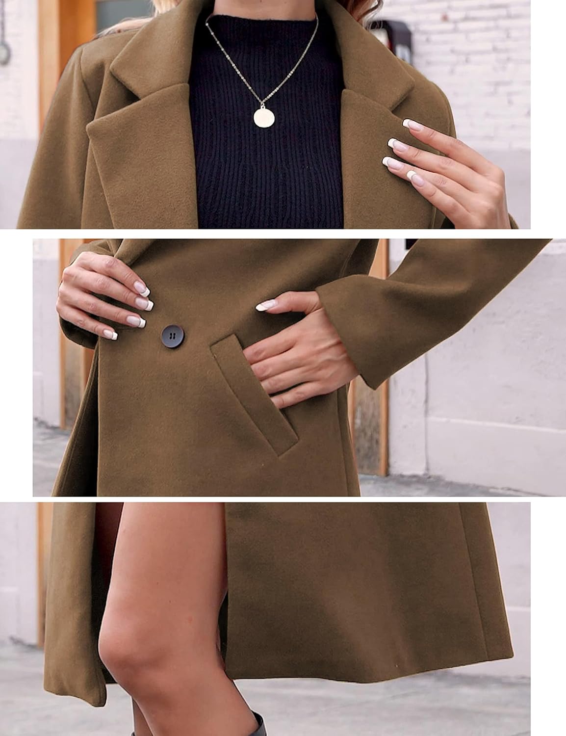 Women's Warm Woolen Coat with Classic Collar - Sofia