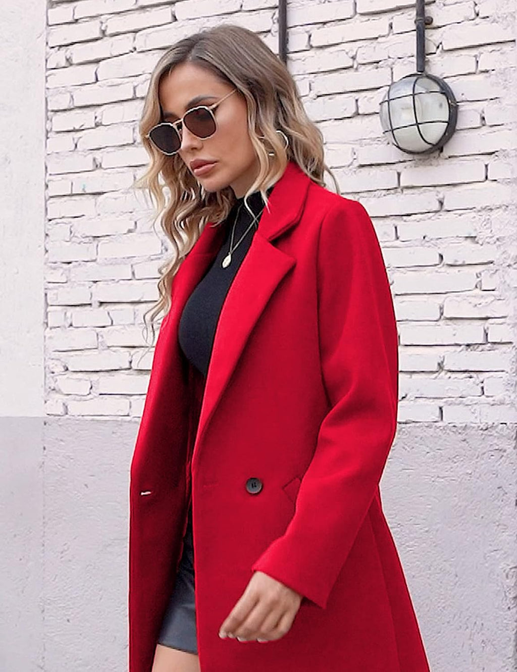 Women's Warm Woolen Coat with Classic Collar - Sofia