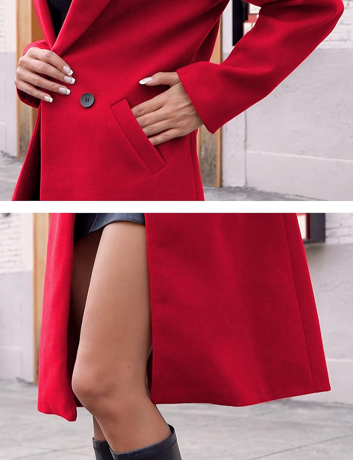 Women's Warm Woolen Coat with Classic Collar - Sofia