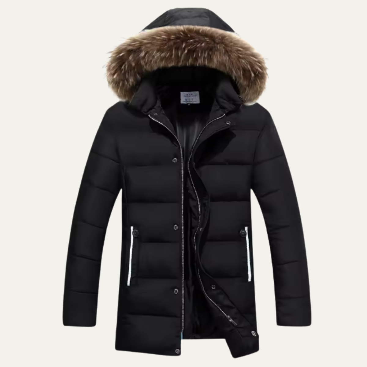 Warm Fur Hooded Mens Winter Cotton Coat