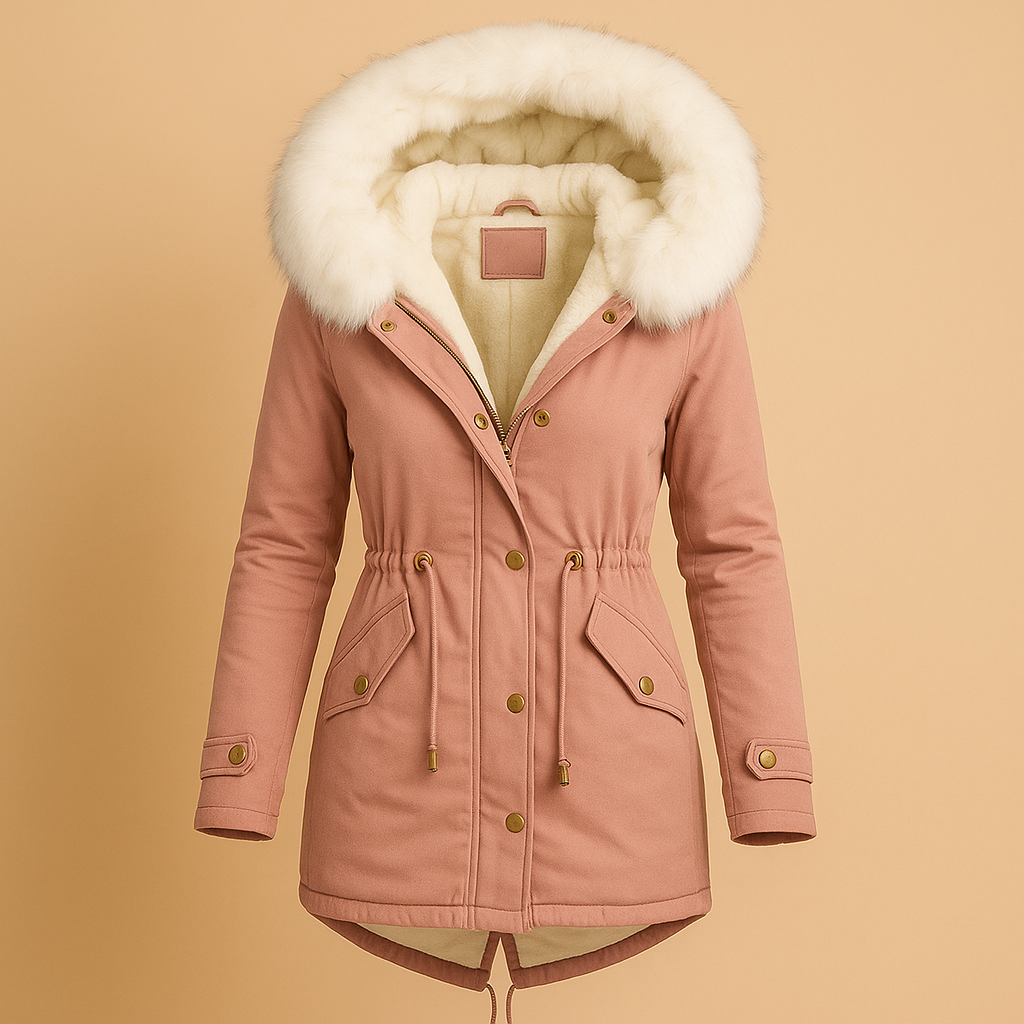 Long winter coat with hood for women | Elise