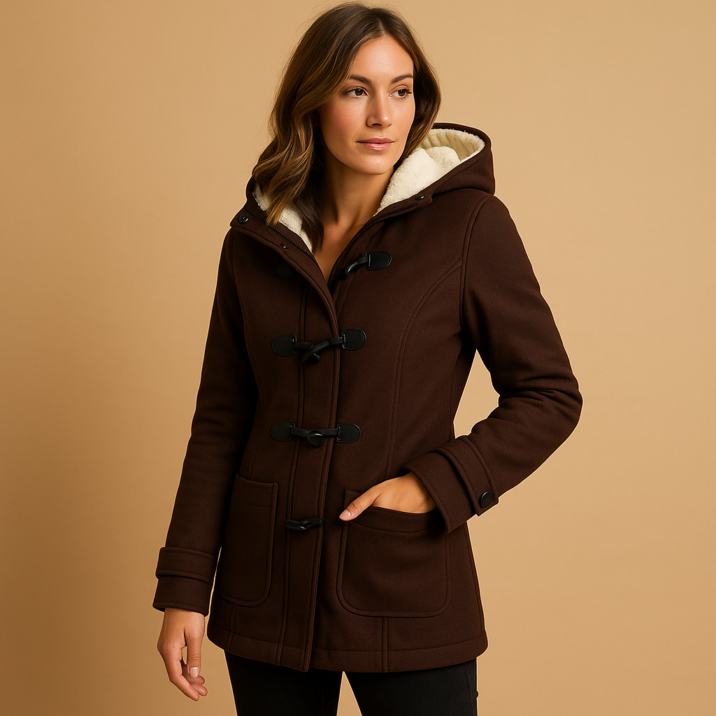 Long winter coat with hood for women | Seraphina