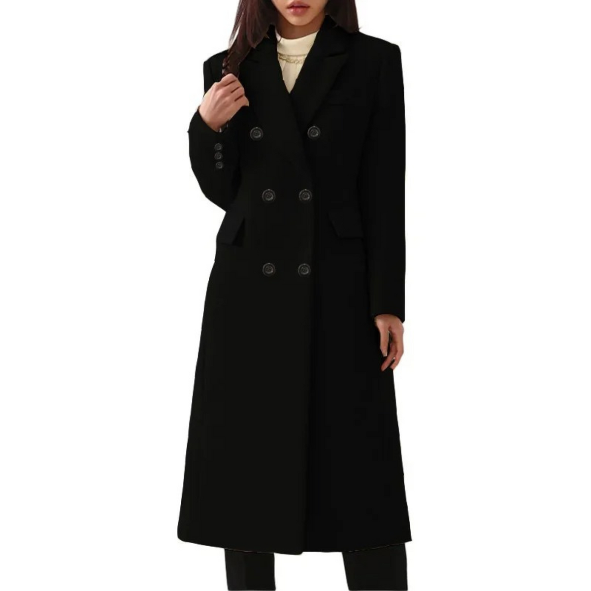 Warm Double Collar Wool Women's Winter Coat