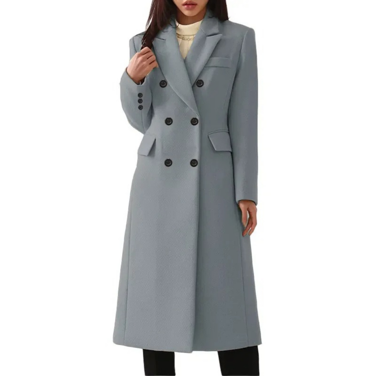 Warm Double Collar Wool Women's Winter Coat
