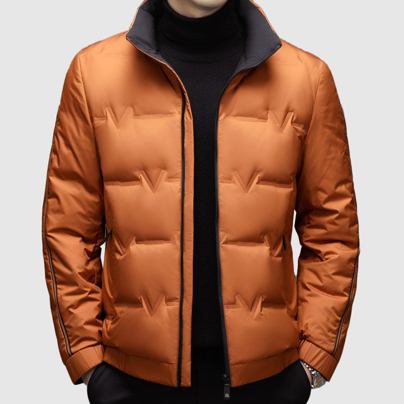 Warm Quilted Down Jacket | Contrast Collar Coat
