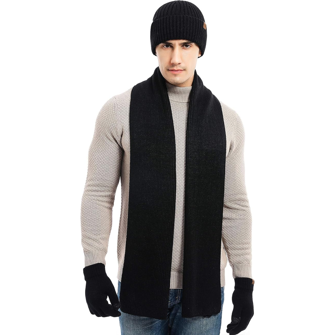 Warm Thermal Hat and Gloves Set for Men