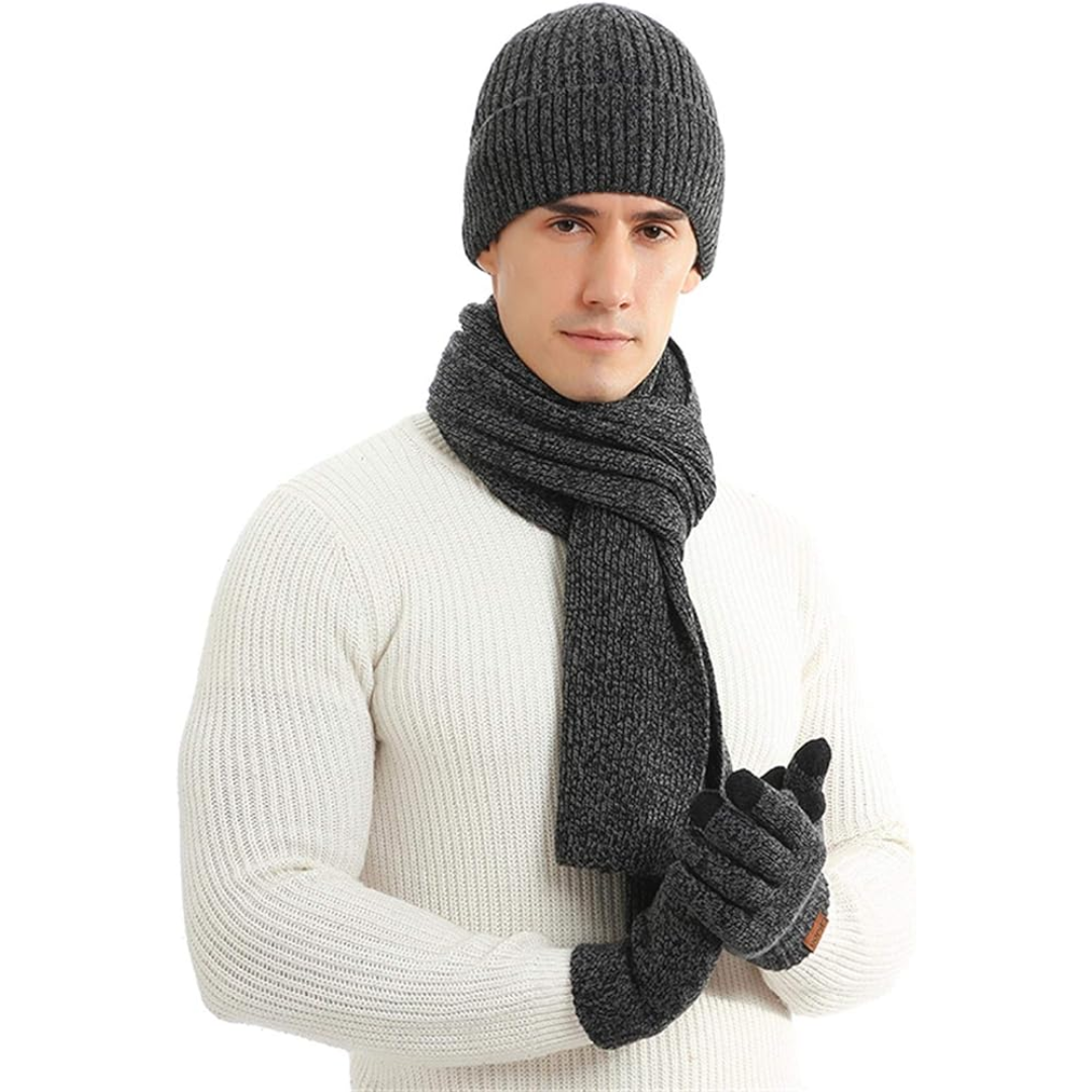 Warm Thermal Hat and Gloves Set for Men
