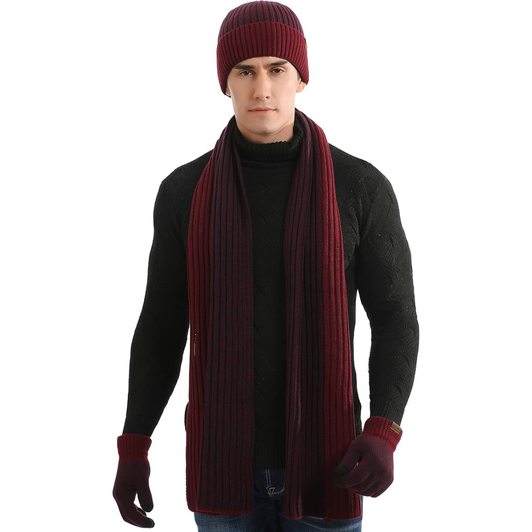 Warm Thermal Hat and Gloves Set for Men