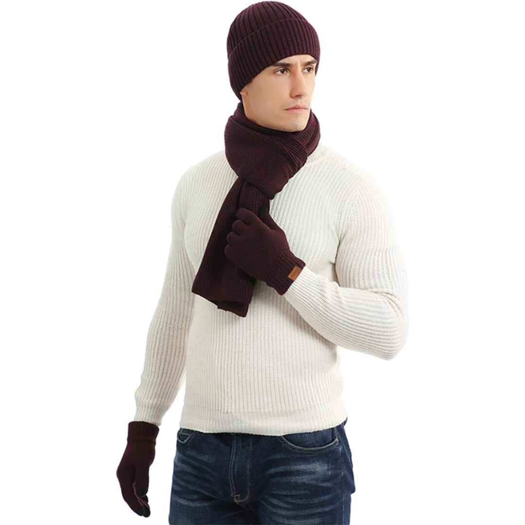 Warm Thermal Hat and Gloves Set for Men