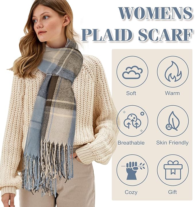 Soft Plaid Warm Winter Scarf