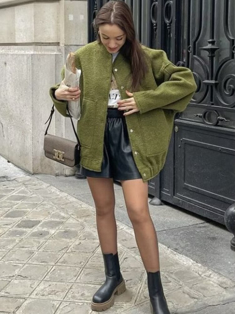 Warm Winter Wool Coat with Button Front
