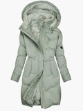 Warm Women's Parka Coat with Faux Fur Hood
