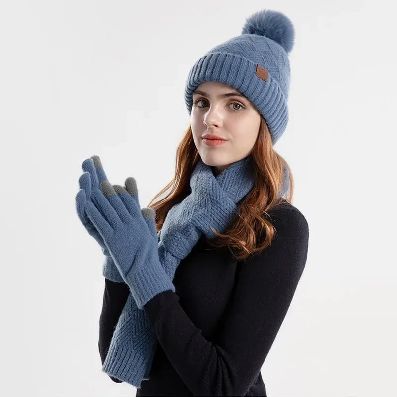 Warm Women's Winter Hat Set