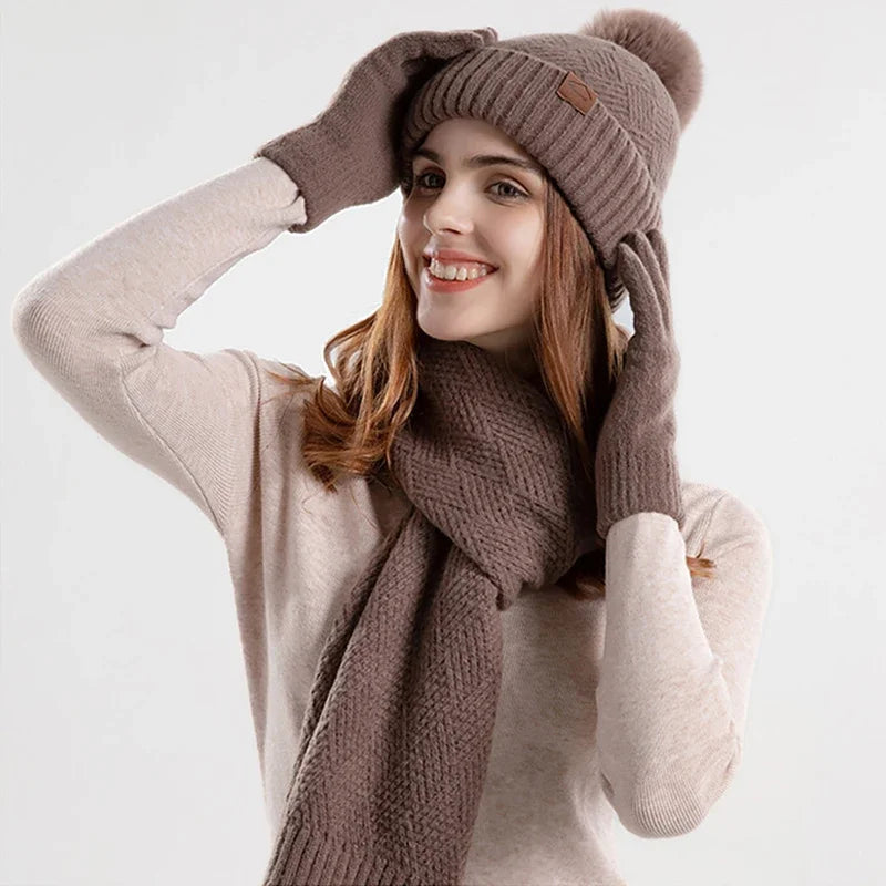 Warm Women's Winter Hat Set