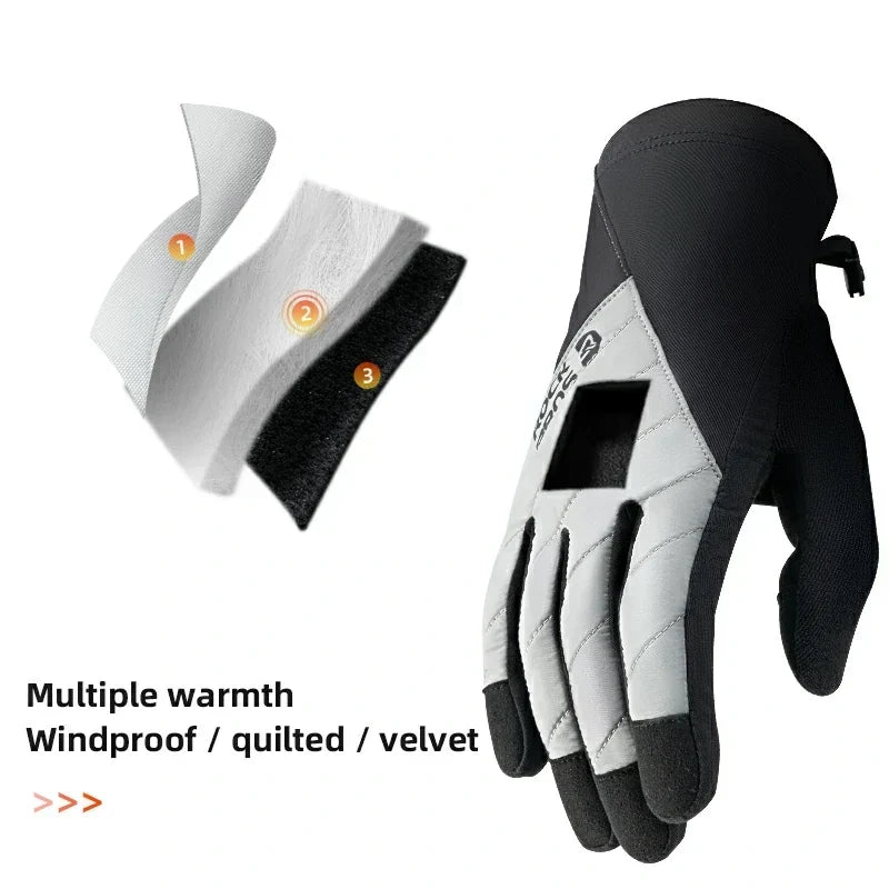 Winter Long-Finger Gloves Windproof Velvet
