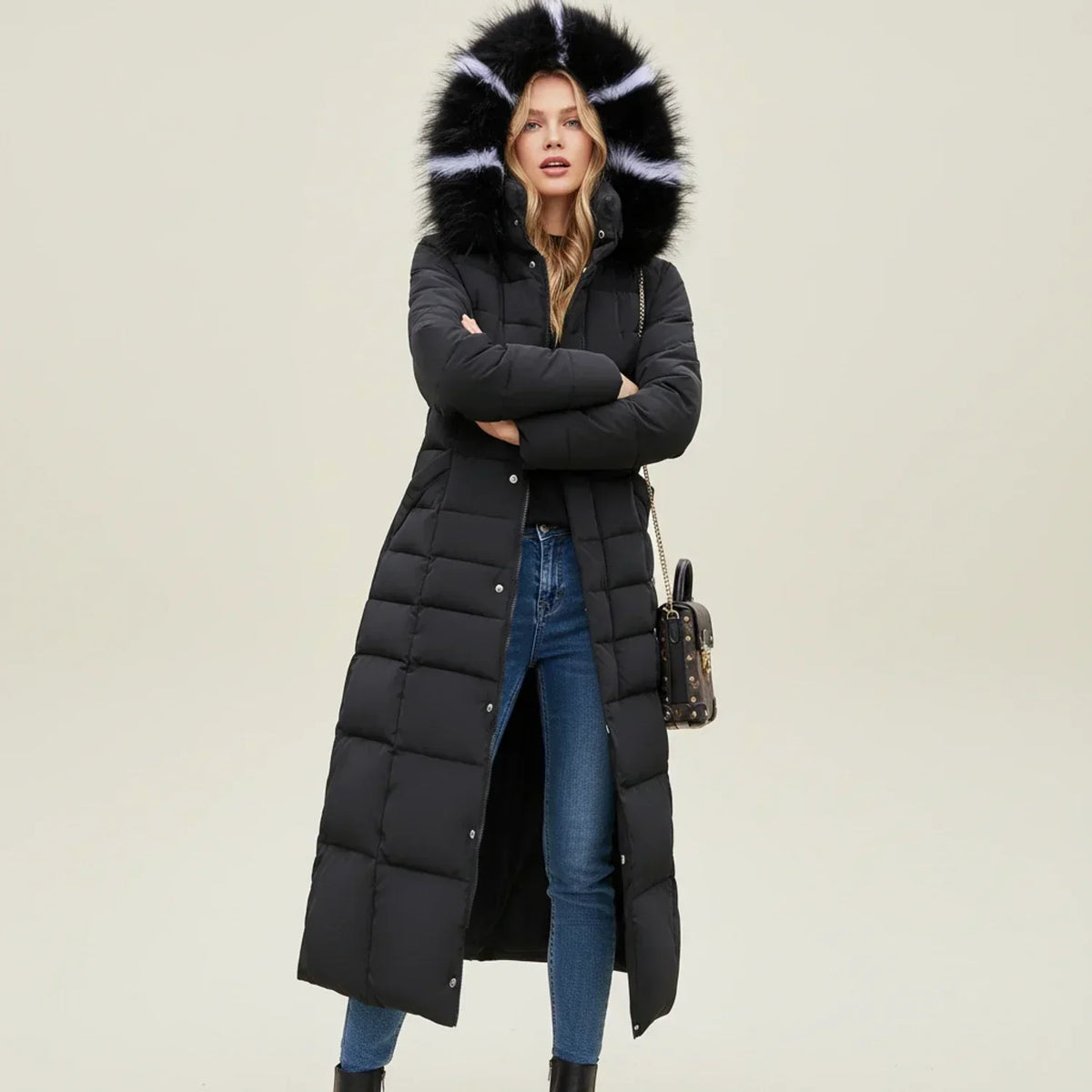 Insulated Long Parka Coat for Women - Soft Warm Winter Jacket