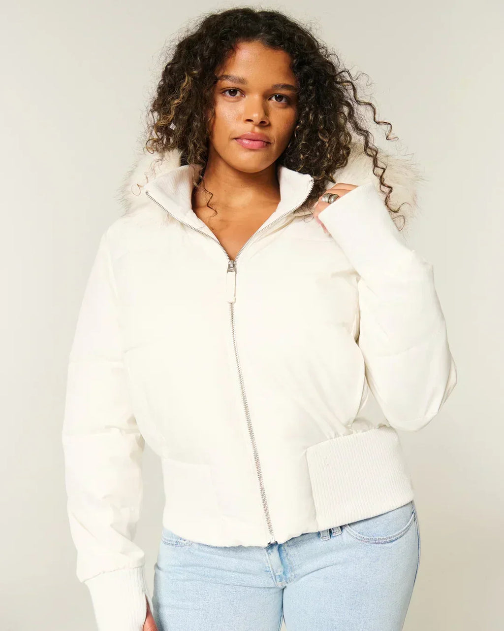 Warm Insulated Ladies Winter Coat with Detachable Hood