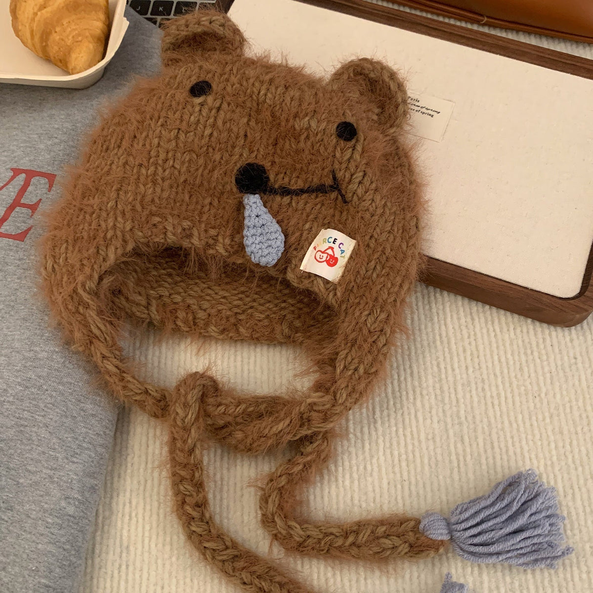 Women's Koala Ear Knitted Beanie, Autumn Winter Warm Ear-Warming Hat