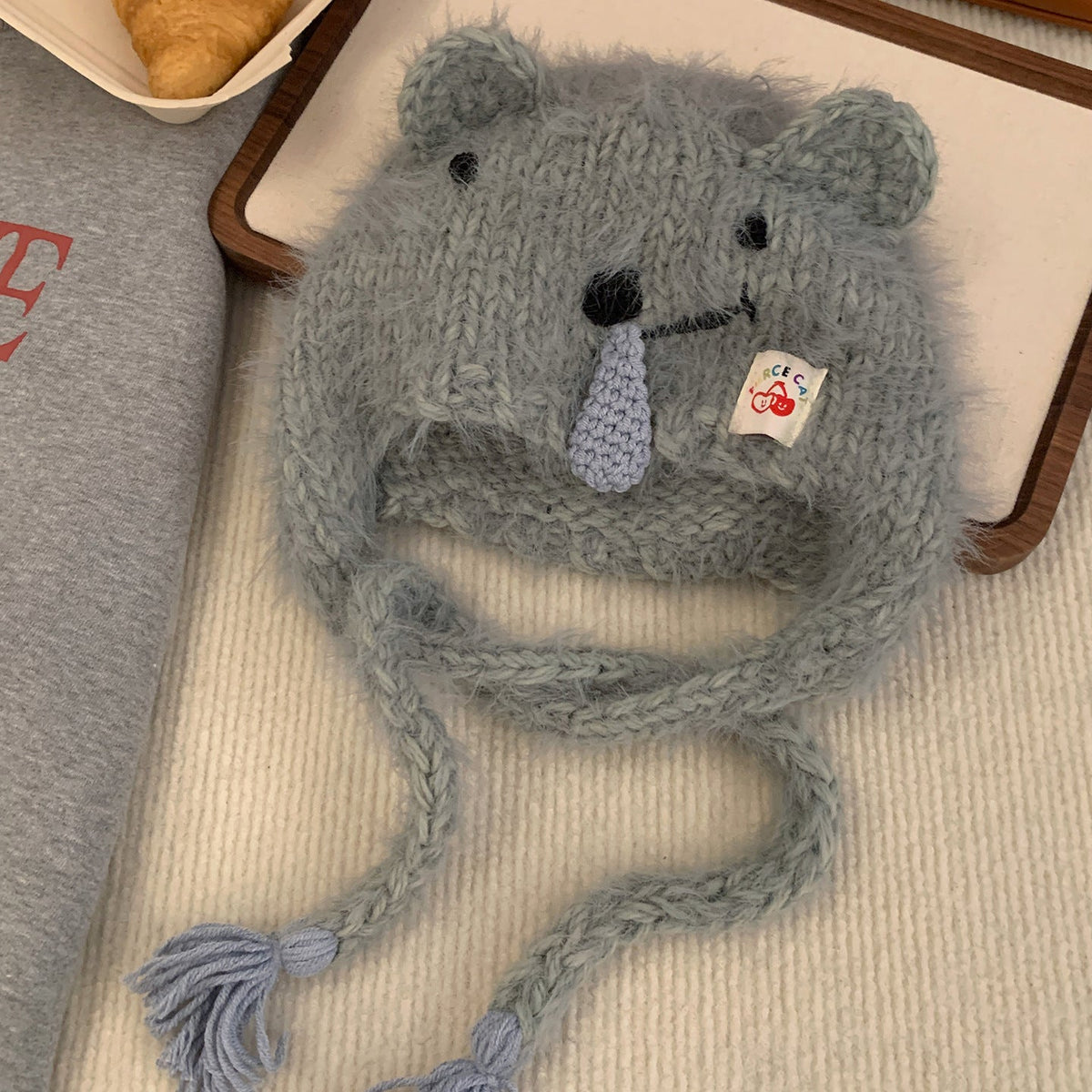 Women's Koala Ear Knitted Beanie, Autumn Winter Warm Ear-Warming Hat