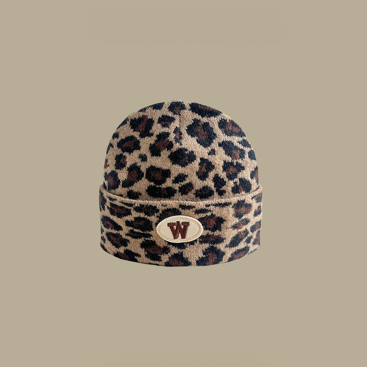 Women's Leopard Print Beanie with Ear Flaps